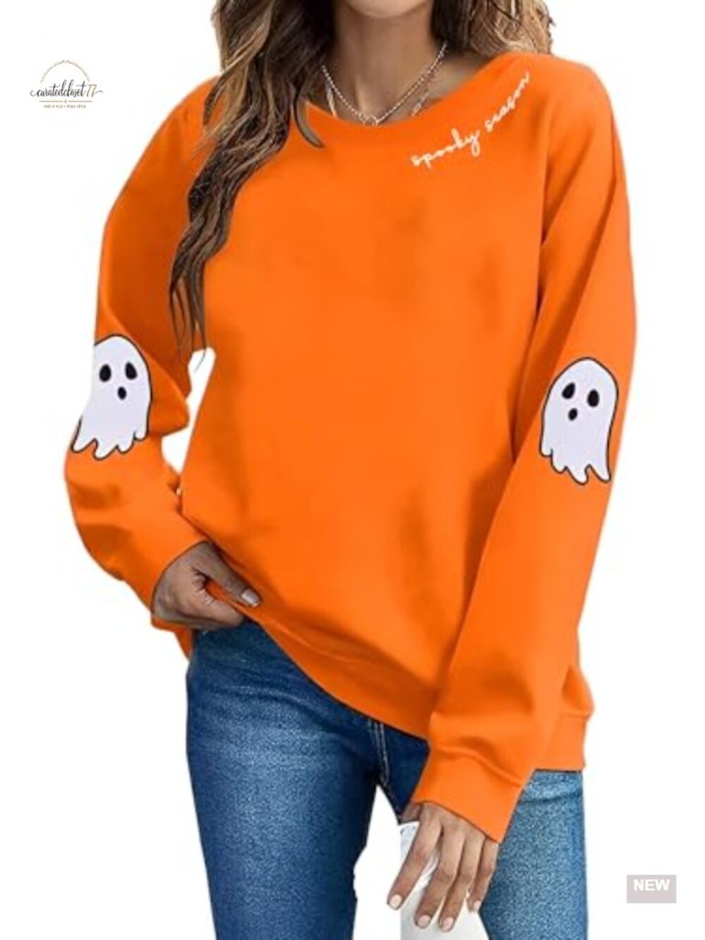 Halloween Spooky Season Crewneck Sweatshirt Women Ghost Pullover Fall